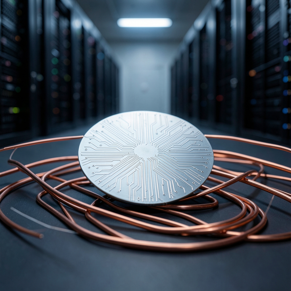 Abstract AI hardware stack linking chips, memory, networking and data center infrastructure