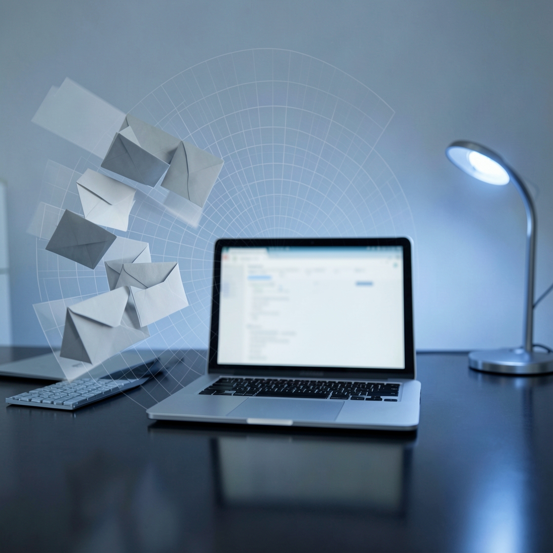Abstract privacy shield protecting email aliases on a modern device