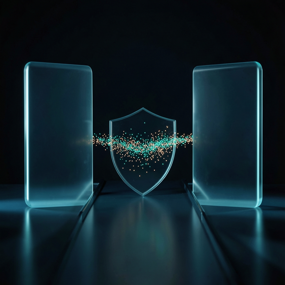 Two abstract privacy frameworks connected by a protected data bridge
